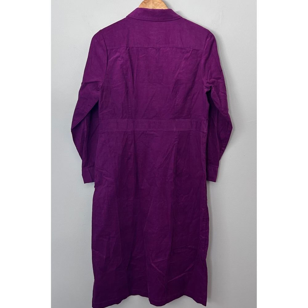 Talbots Shirt Dress Womens 12P Purple Corduroy Button Front Long Sleeve NWT - Picture 2 of 9